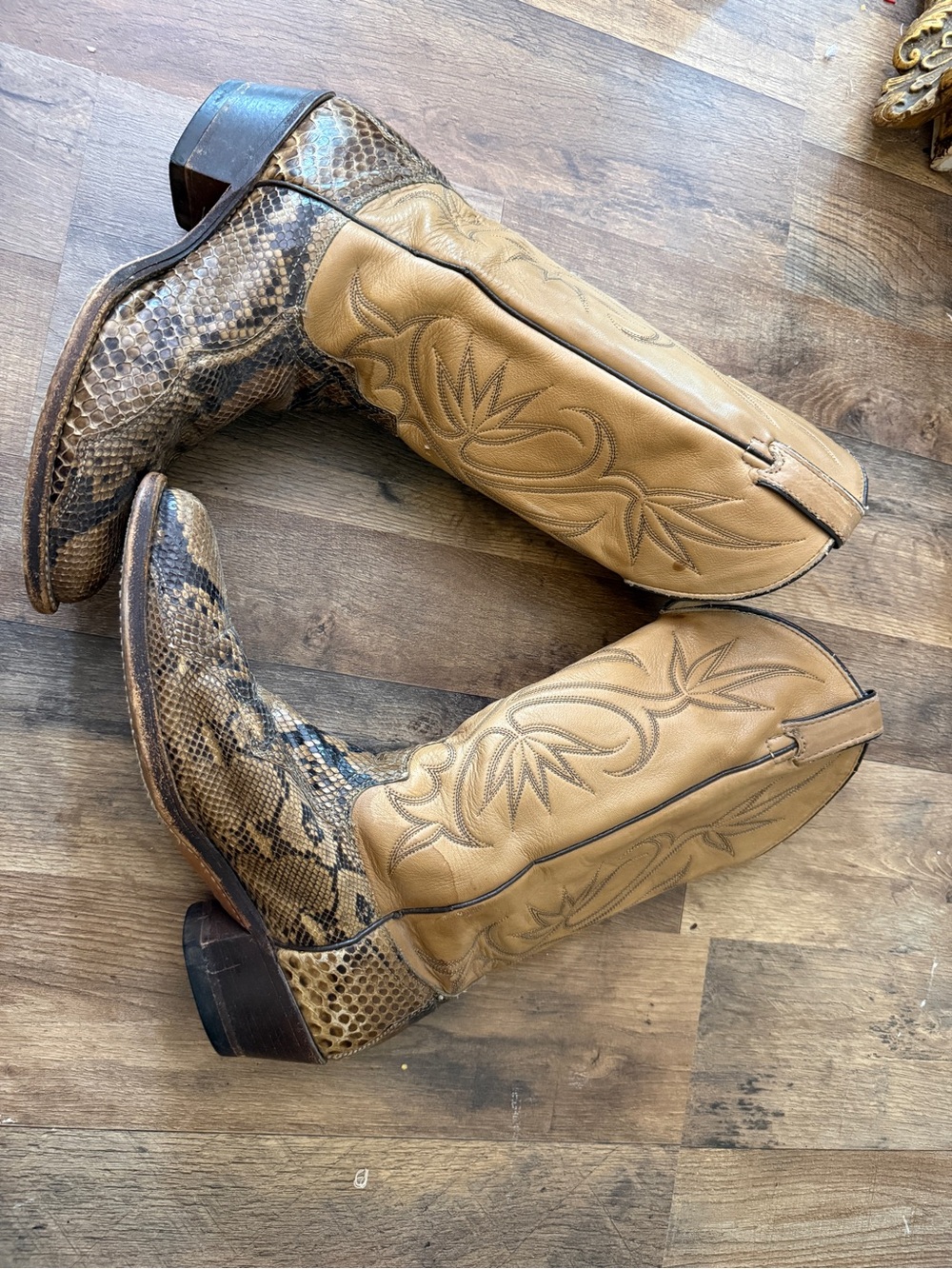 Vintage Python Snakeskin Cowboy Boots | USA Made - Picture 6 of 12